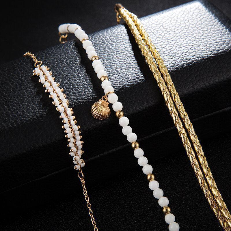 Bohemian Metal Shell Tassel Multi-layer Anklet Pearl Hand Woven Tassel Anklet