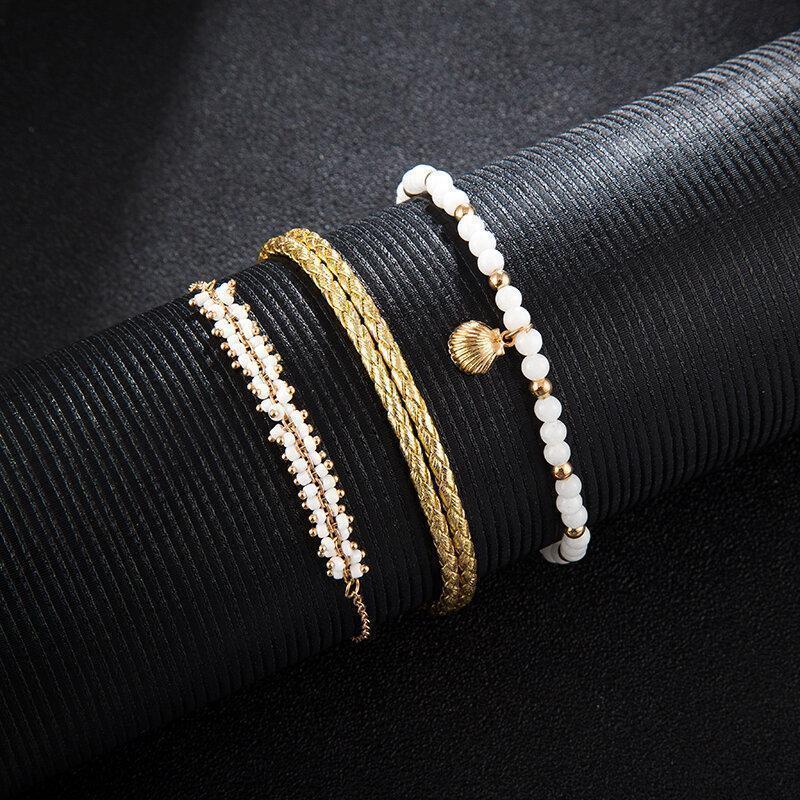 Bohemian Metal Shell Tassel Multi-layer Anklet Pearl Hand Woven Tassel Anklet