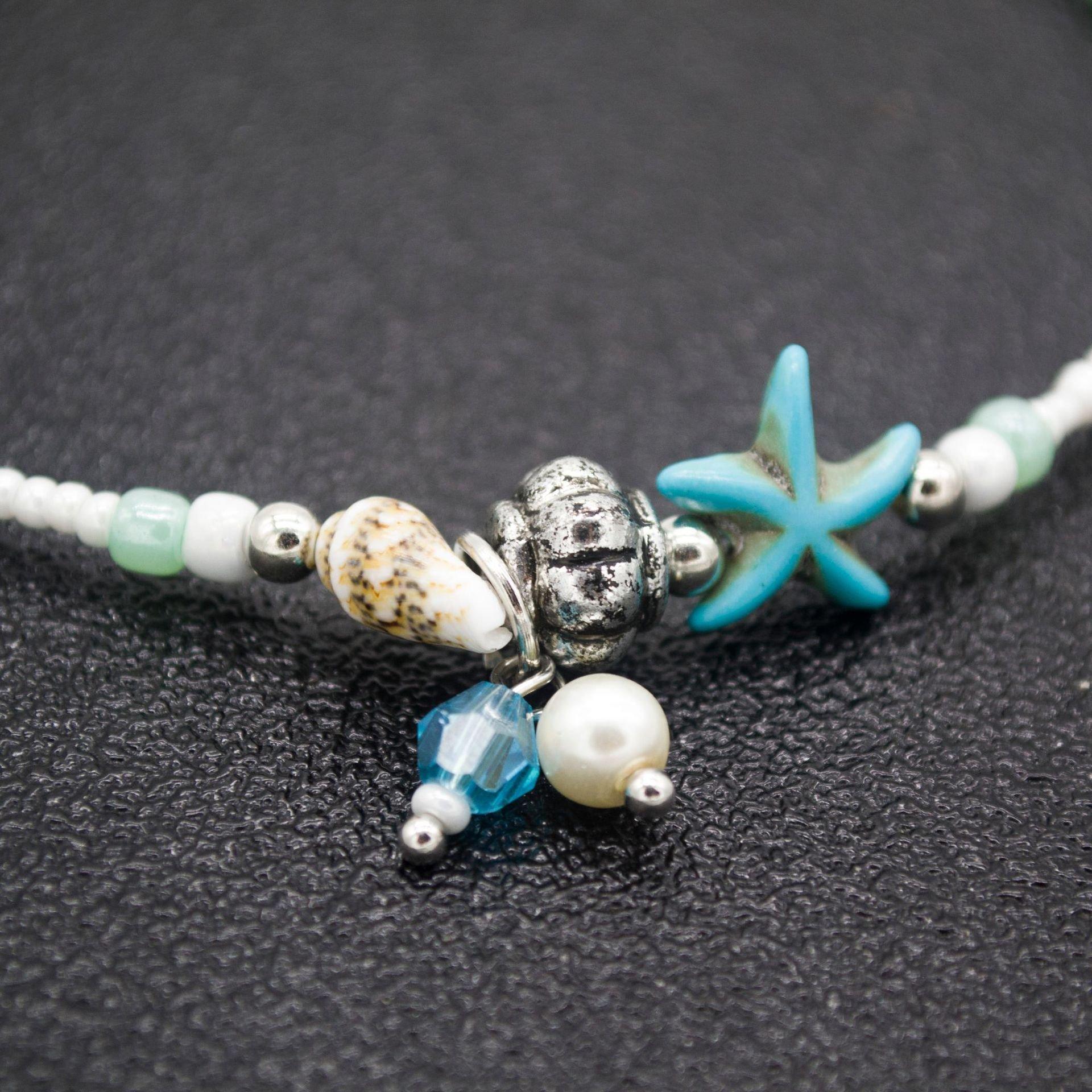 Bohemian Conch Starfish Pendant Beaded Anklet Beach Anklet