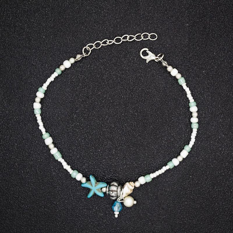 Bohemian Conch Starfish Pendant Beaded Anklet Beach Anklet