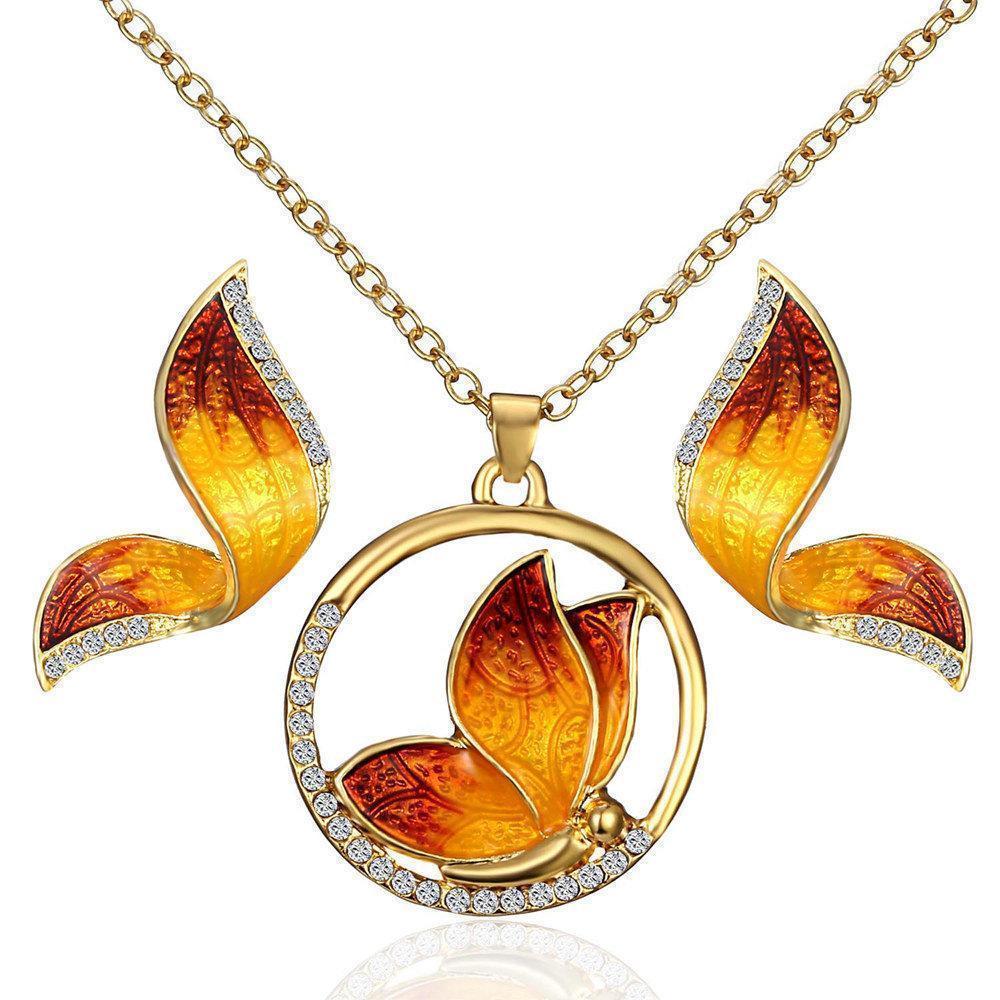 Butterfly Pendant Necklaces Butterfly Wings Earrings Elegant Jewelry Set Gift for Women