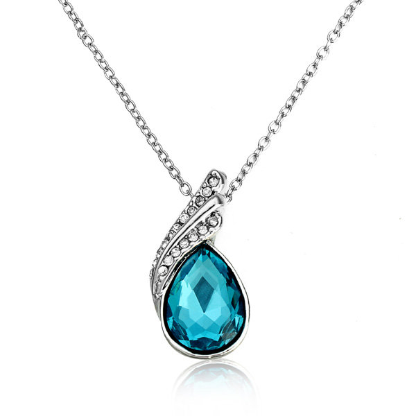 Water Drop Crystal Necklace Earrings Jewelry Set