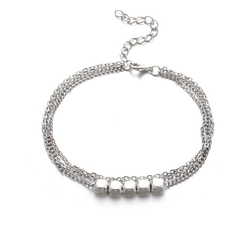 Antique Silver Round Beads Anklet Pendants Bracelet Barefoot Sandal Jewelry Summer Beach