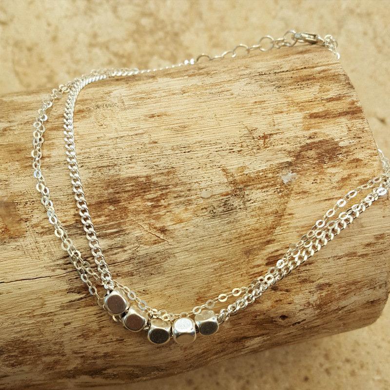 Antique Silver Round Beads Anklet Pendants Bracelet Barefoot Sandal Jewelry Summer Beach