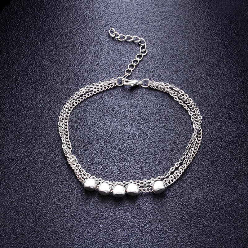 Antique Silver Round Beads Anklet Pendants Bracelet Barefoot Sandal Jewelry Summer Beach