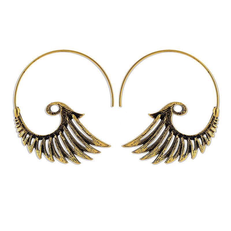 Retro Stereo Peacock Tail Earrings Ethnic Metal Hollow Peacock Earrings