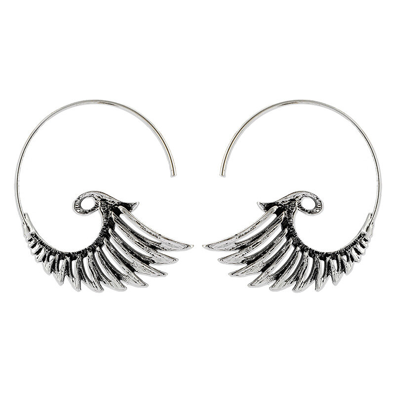 Retro Stereo Peacock Tail Earrings Ethnic Metal Hollow Peacock Earrings