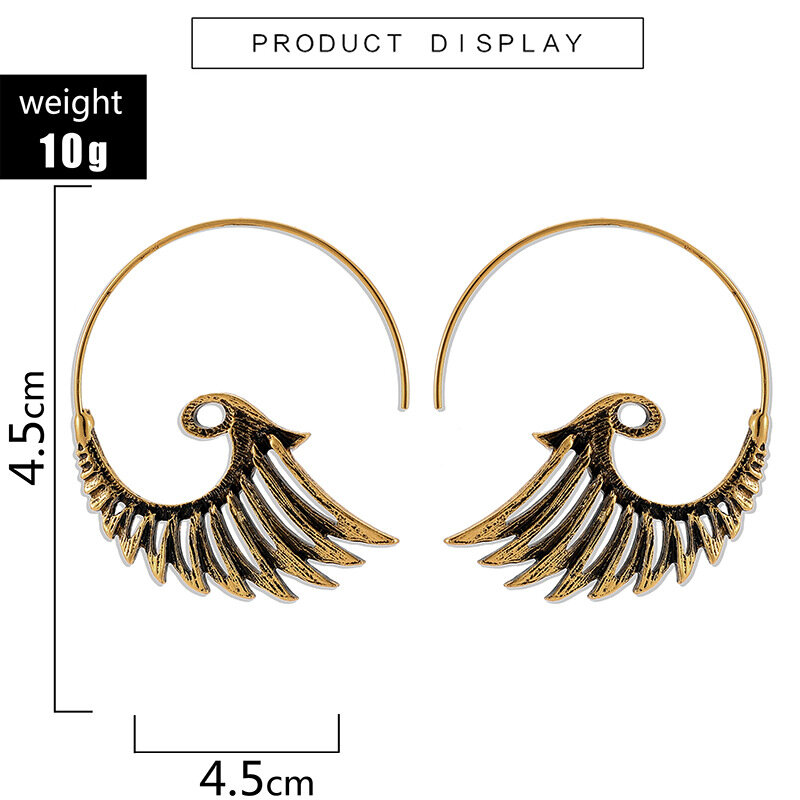 Retro Stereo Peacock Tail Earrings Ethnic Metal Hollow Peacock Earrings