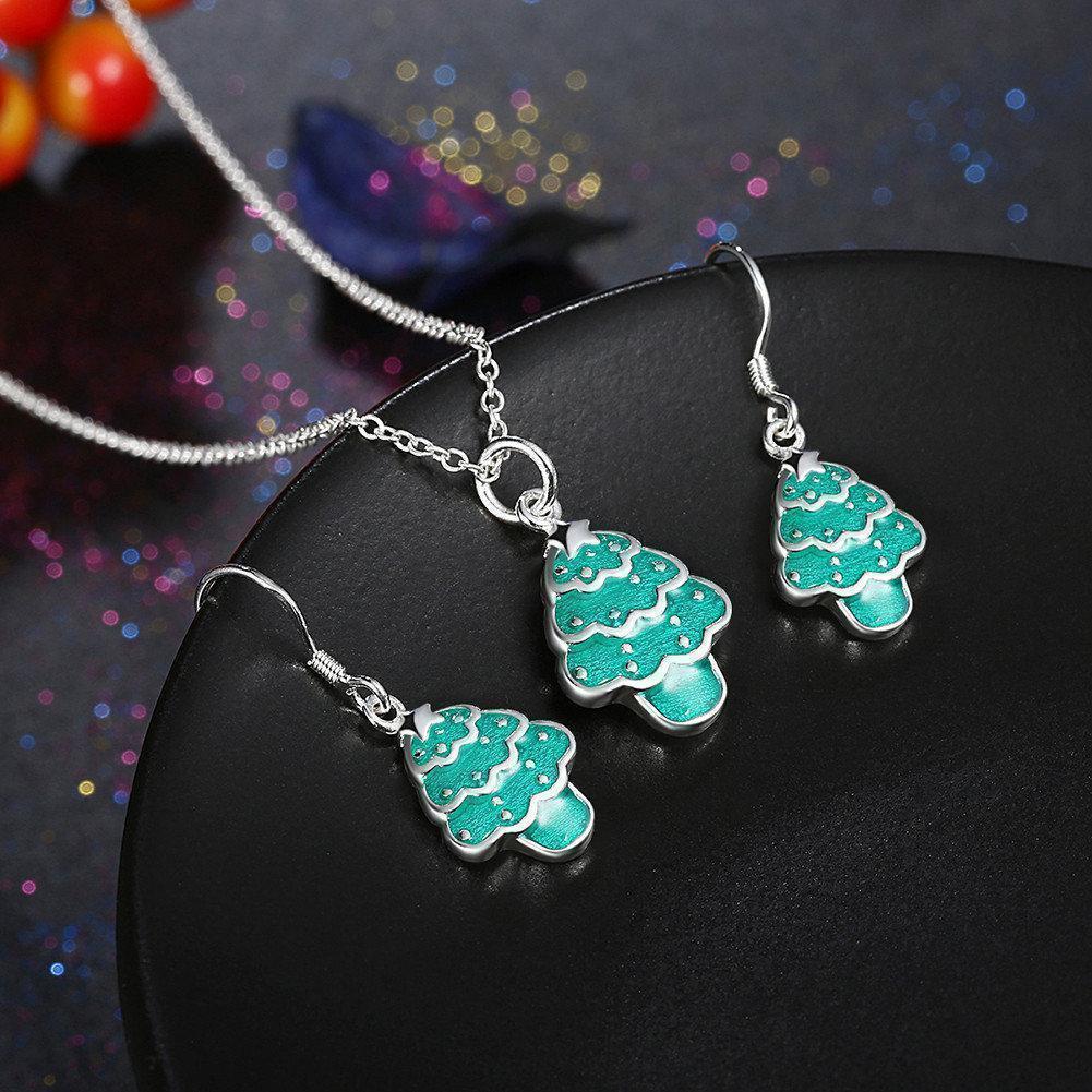 Christmas Jewelry Set Christmas Tree Oil Drip Earrings Necklace Kit