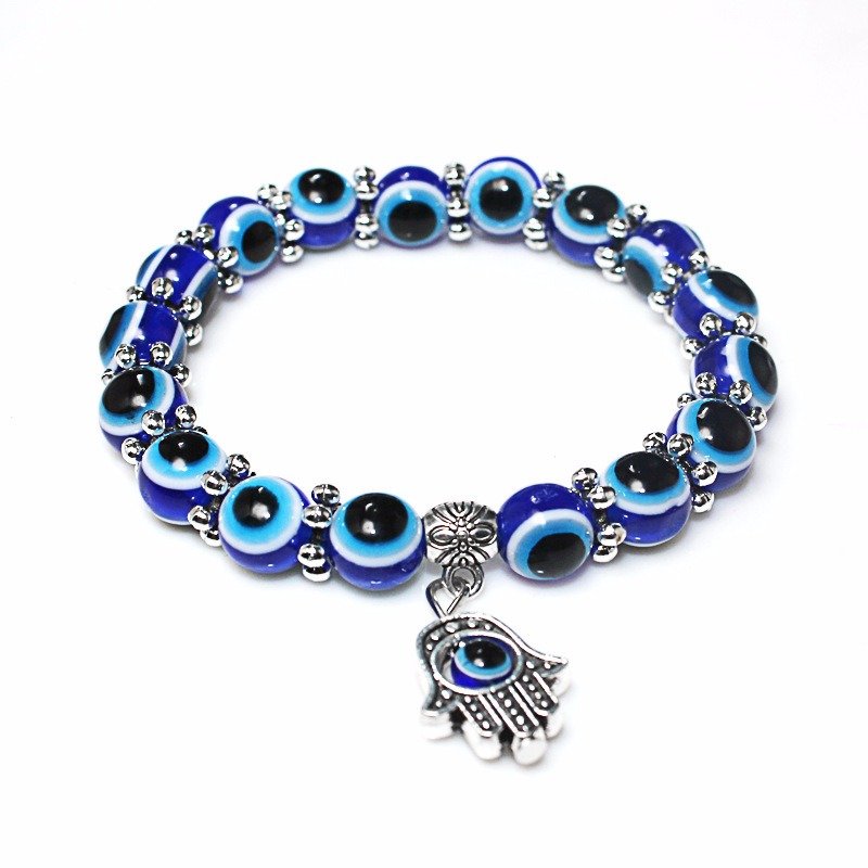 Retro Dark Blue Eye Beaded Bracelet Tima's Hand Lucky Bracelet For Women