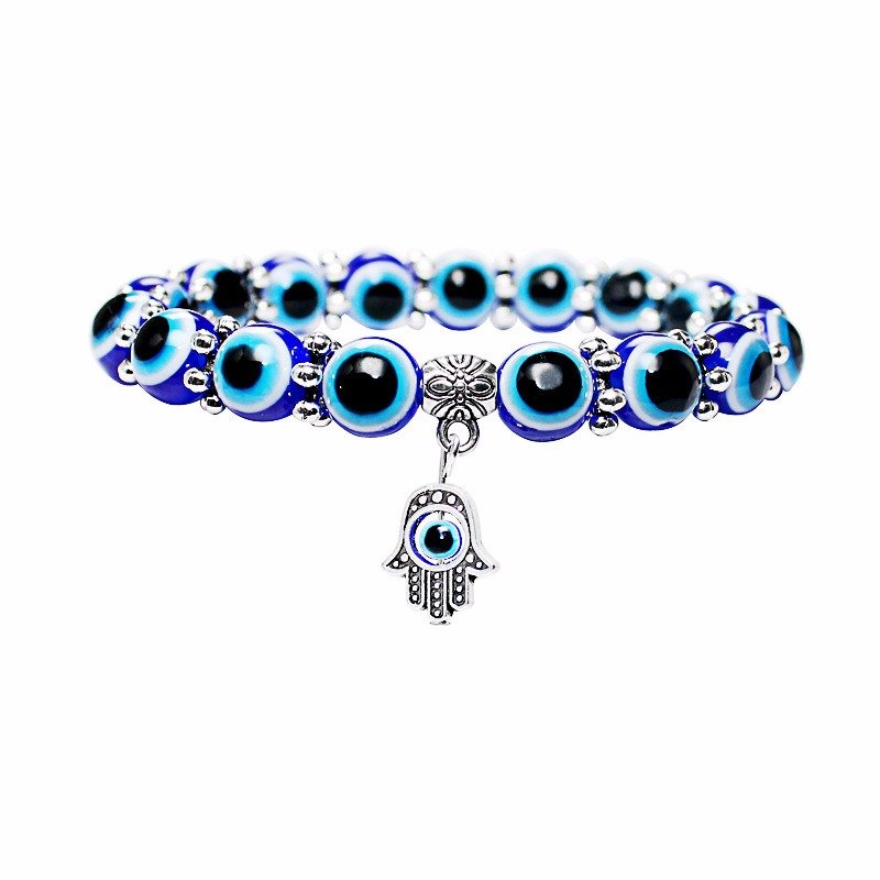 Retro Dark Blue Eye Beaded Bracelet Tima's Hand Lucky Bracelet For Women