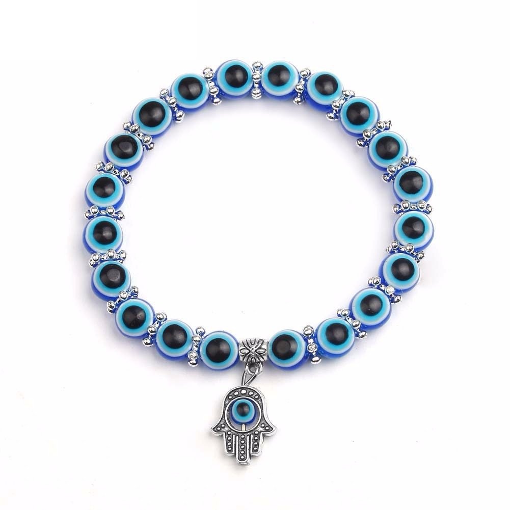 Retro Dark Blue Eye Beaded Bracelet Tima's Hand Lucky Bracelet For Women