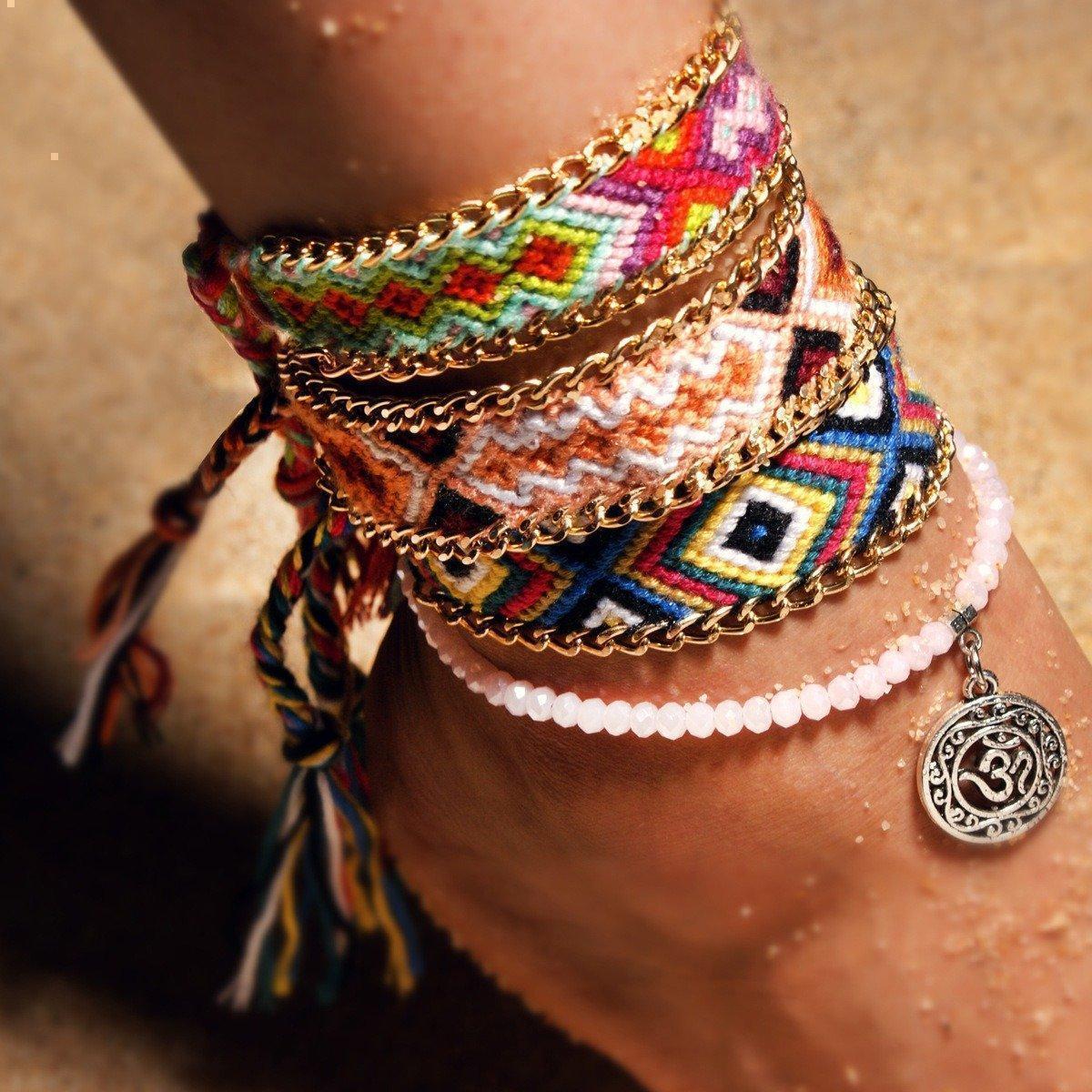 Ethnic Double Layer Anklets Beach Statement Anklets Retro Weaving Women Anklets